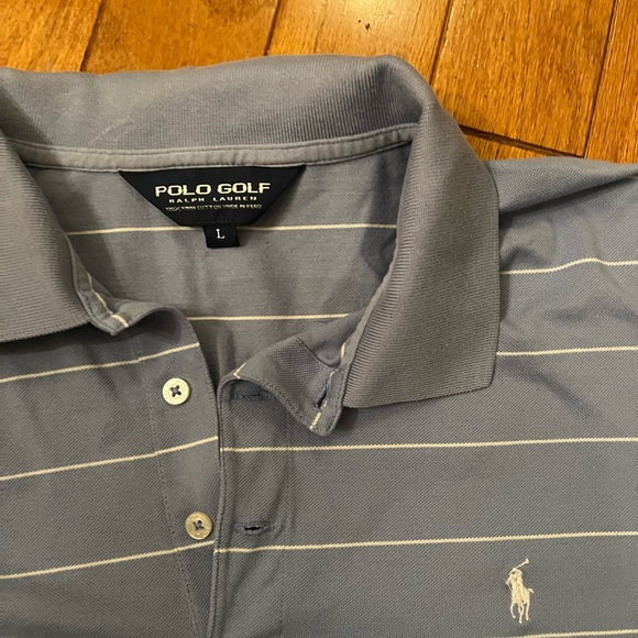 Polo Golf By Ralph Lauren Blue & White Polo Shirt Short Sleeve Collared Sz Large - Picture 5 of 5